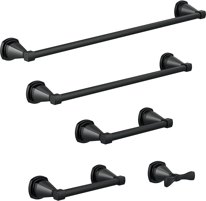 DELTA FAUCET Rubber Limited 77624-BL Stryke 24-in Wall Mount Towel Bar Bath Hardware Accessory in Matte Black