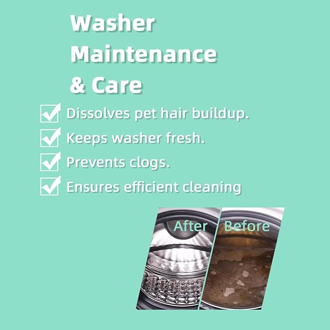 Pet Hair Remover for Laundry, Pet Hair Dissolver for Washing Machine, Deep Cleaning Washing Machine Cleaner, 14.3 Oz, 405g, HE/Top/Front-Load Compatible, 3 Sachets