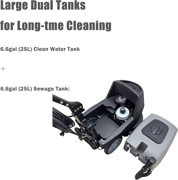 Commercial Floor Scrubber Automatic Walk Behind Floor Washing Brushing Drying Machine for Shopping Malls Hotels Offices 17" Brush 173rpm Dual Tanks(13.2gal Totally) 110V