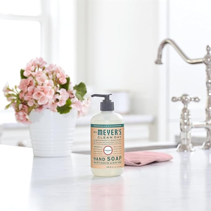 Mrs. MEYER'S Kitchen Set, Dish Soap, Hand Soap, and Multi-Surface Cleaner, 3 CT (Geranium)