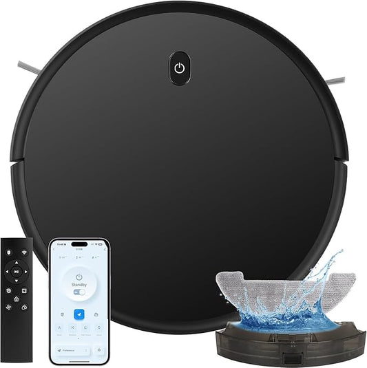 Robot Vacuum and Mop combo, 3500Pa Vacuum Cleaner Robot Navigation with high efficient roller brush, 60dB Robot Vacuum Cleaner with APP Control,Blue tooth, Ideal for Pet Hair, Carpets, Hard Floors