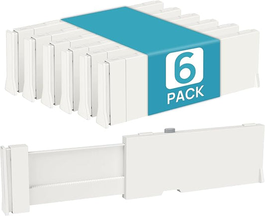 Vtopmart 6 Pack Drawer Dividers for Clothes, 4" High 11.3"-17" Adjustable Expandable Dresser Drawer Organizer, Plastic Drawers Separators for Dresser, Baby Clothes, Underwear, Kitchen & Office Storage