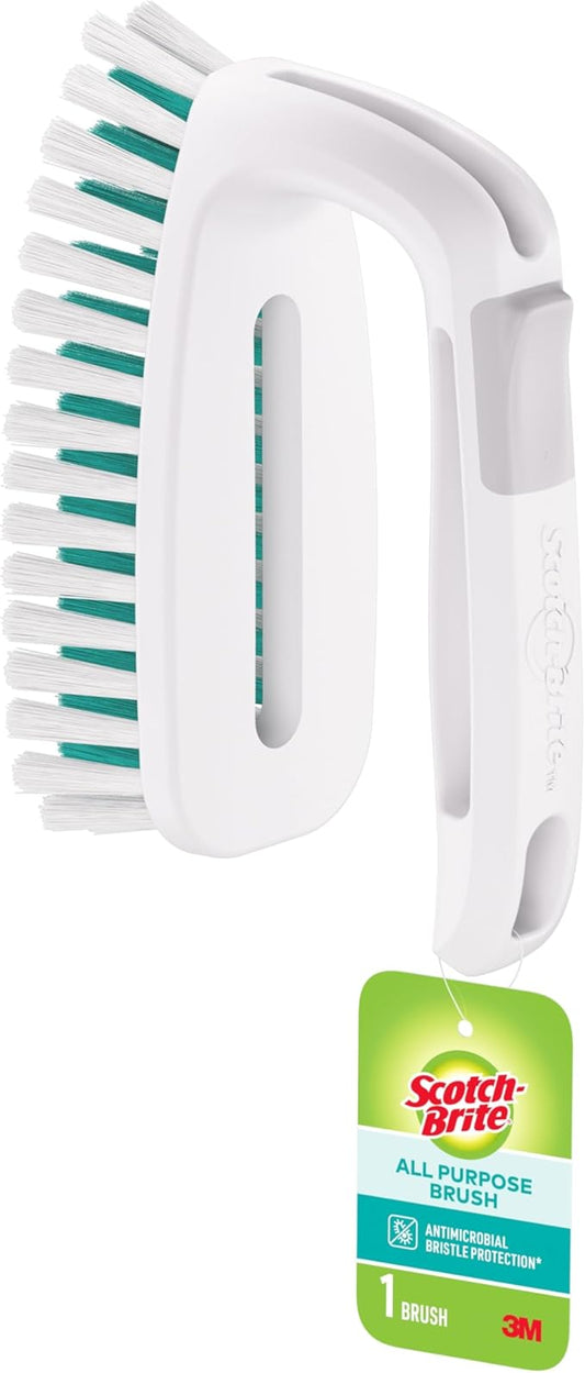 Scotch-Brite All Purpose Brush – Durable Bristles for Tile Floors, Walls, Shower Doors, Tubs & Bathroom Fixtures, Ergonomic Non-Slip Handle, Multi-Surface Cleaning Tool, Easy to Rinse & Store, 1 Count