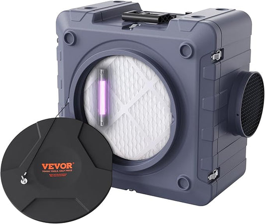 VEVOR Air Scrubber with 3-Stage Filtration, Stackable Negative Air Machine 800 CFM, Air Cleaner with MERV10, Carbon, H13 HEPA, for Home, Industrial and Commercial Use