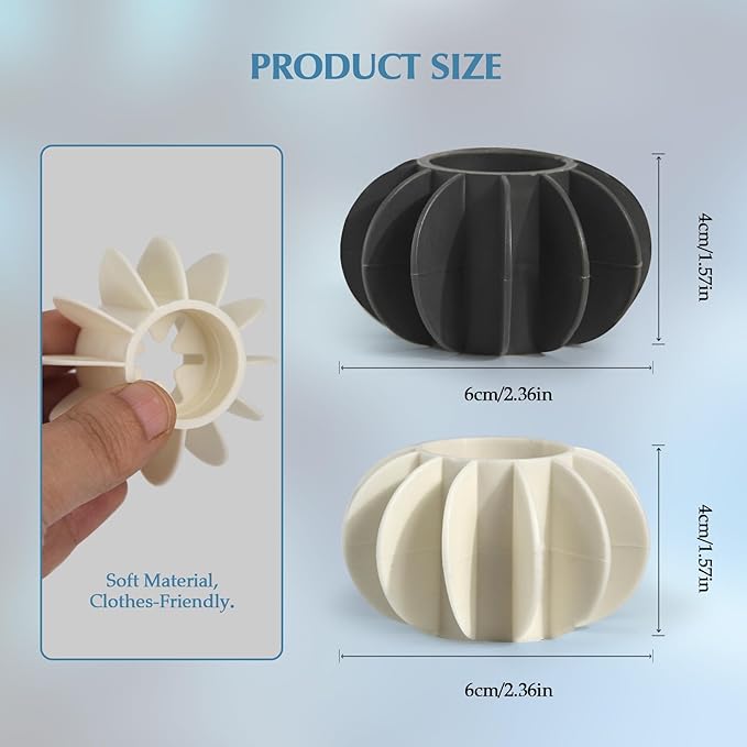 6Pcs Ech.Apr Reusable Laundry Balls, TPR Washing Machine Cleaner Ball, Anti-Tangle Washer Dryer Accessory