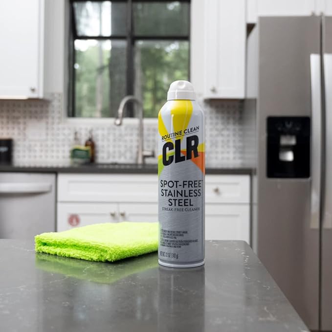 CLR Spot Free Stainless Steel Cleaner - Removes Water Marks, Fingerprints and Residue from Refrigerators, Dishwashers, Ovens and More, Streak Free Shine - 12 Ounce Spray Can (12 oz Spray (Pack of 3))