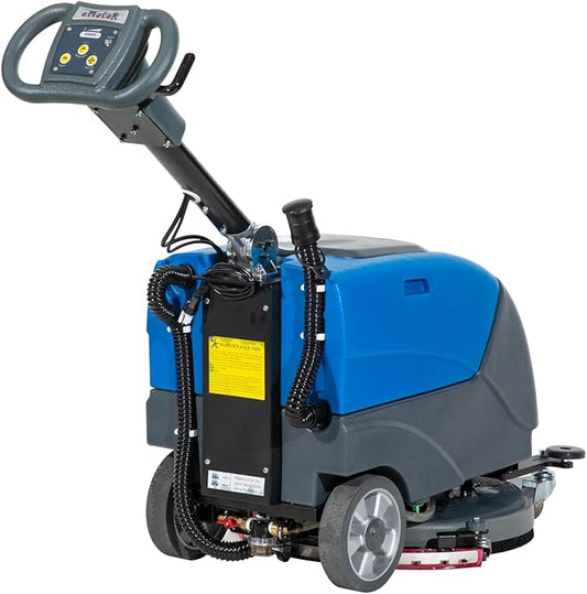Commercial Floor Scrubber Machine with brushes， 15" Brush 8 Gal Foldable and Portable Scrubber Walk-Behind cleaning machine ，180 Degree Rotation，floor scrubbing, floor cleaner machine