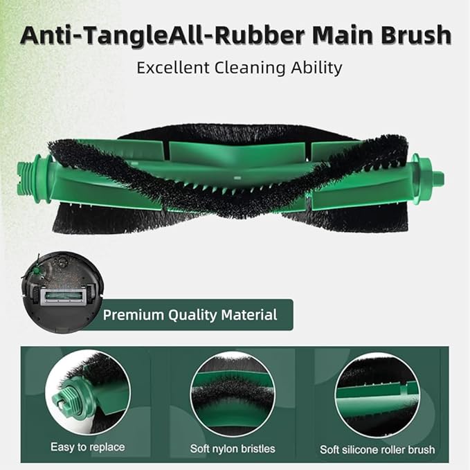 15 Pcs Replacement Parts Accessories Compatible with iRobot Roomba 104, 105 Vac/Combo, Y0140, Q0120, Y0110, Q0520, Q011 Robot Vacuum, 2 Roller Brush, 6 Hepa Filters, 6 Side Brushes, 1 Cleaning Brush