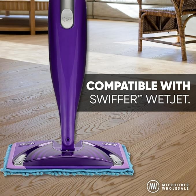 Microfiber Wholesale 10" Dry & Wet Mucho Mop Pads - Compatible with Swiffer Wet Jet - Reusable & Washable Microfiber Mop Heads, 2 Pack