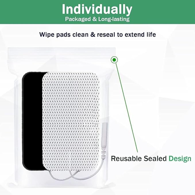 Tens Unit Electrode Pads 24 Pcs 2x2” 2x4” TENS Unit Replacement Pads Reusable Latex Free Pigtail TENS Unit Pads for Multiple Pain Relief Compatible with 7000,AUVON,Etekcity,Nicwell Care TENS