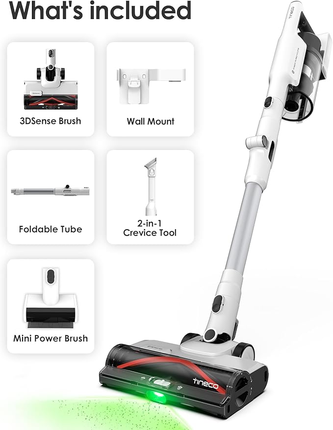 Tineco Pure ONE A50S Cordless Stick Vacuum Cleaner, 3DSense Power Brush with 1L Larger Dustbin, 185W Suction, PureCyclone Tech, Easily Tackles Large Debris