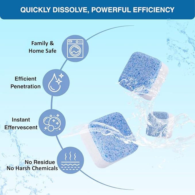 Washing Machine Cleaner Descaler | Deep Cleaning Tablets For HE Front & Top Load Washer, Septic Safe Eco-Friendly Deodorizer, Clean Inside Drum and Laundry Tub Seal (Ocean Breeze - 24 Count)