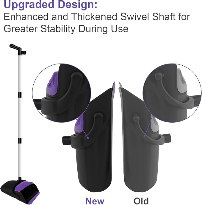 Broom and Dustpan Set, Upright Purple Broom with Dustpan Combo Set 51" Long Handle, Self Cleaning Dust Pan for Home, Kitchen and Office