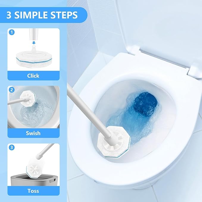 50 Count Toilet Brush Refills,Toilet Refill Pads,Disposable Toilet Brush Heads Compatible with Most Toilet Wand Refills for Home and Bathroom Cleaning