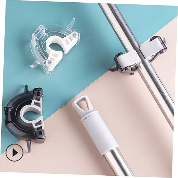 Garneck 4pcs Mop and Broom Holder Wall Mounted Mop Broom Hanger Clip Seamless Hook Home Organizer