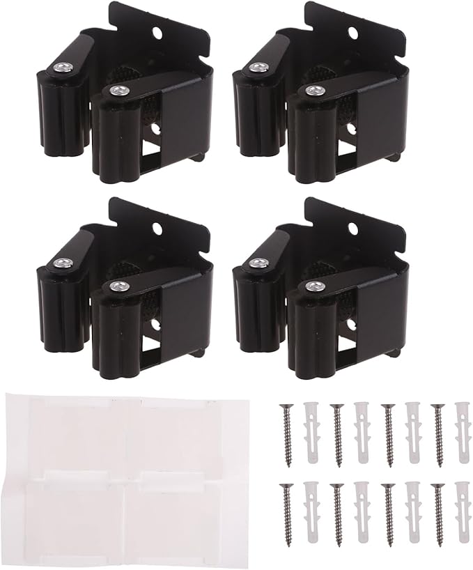 4Pcs Mop Broom Holder Wall Mounted Garden Tool Organizer Rack Heavy Dutys Utility Mop Rack with Screws for Home Bathroom Metal Broom Holder Multifunctional Hook Organization Space Saving