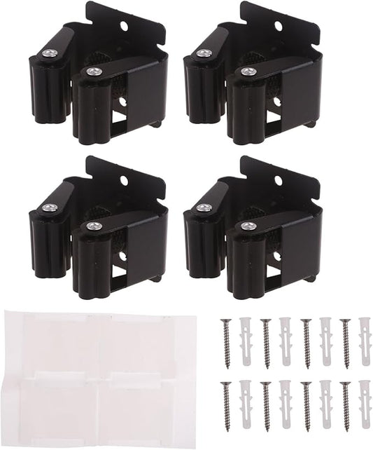 4Pcs Mop Broom Holder Wall Mounted Garden Tool Organizer Rack Heavy Dutys Utility Mop Rack with Screws for Home Bathroom Metal Broom Holder Multifunctional Hook Organization Space Saving
