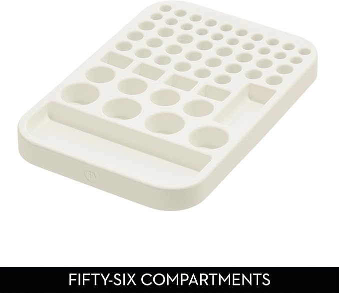 iDesign Recycled Plastic Divided Battery Organizer Insert, 7.6" x 11.1" x 1", Coconut