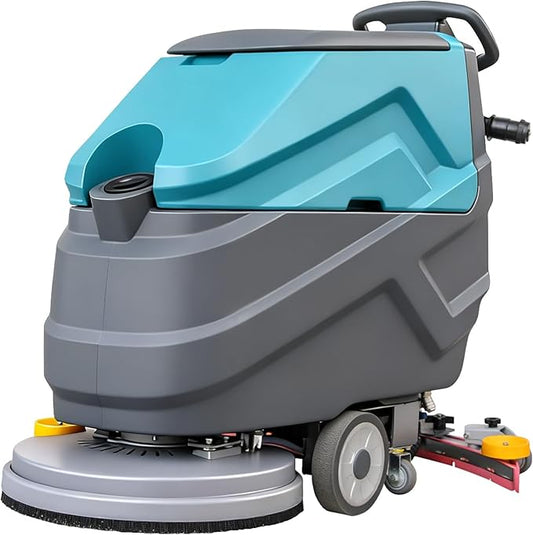 Industrial Walk Behind Floor Scrubber Machine 22" Cleaning Width 31.5" Suction Width 32000 Sqft/h,5 Hours Runtime 18.5 gal Sewage Tank,for Warehouse Schools Garages Hospital