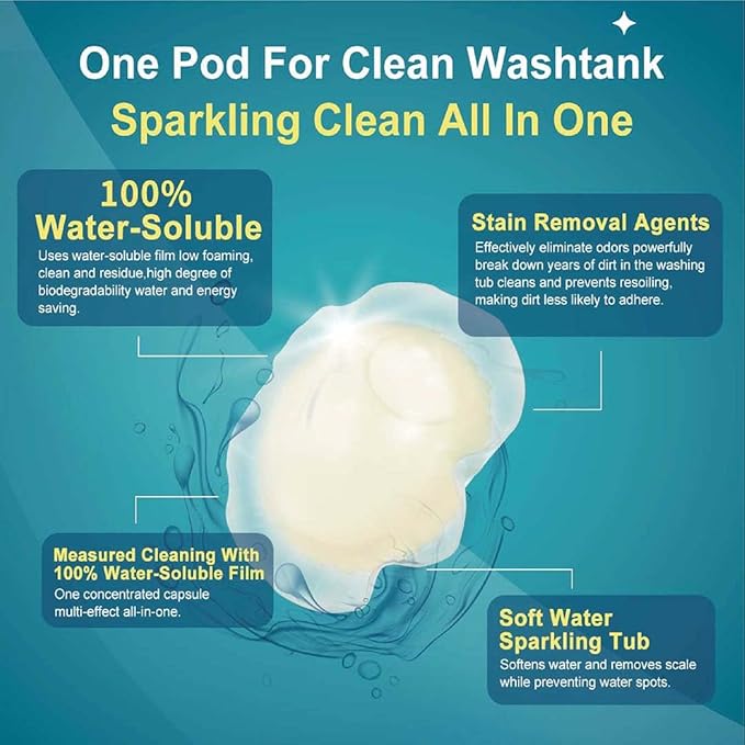 washing machine cleaner,washtank cleaning pods,washing machine cleaning tablets,washer cleaner,splash spotless,deodorizes,removes grime,compatible with he, top & front load,unscented,6 Count
