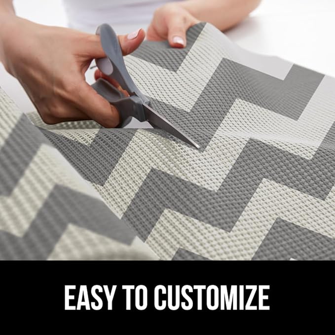 GORILLA GRIP powerGRIP Drawer Shelf and Cabinet Liner, Thick Strong Hold, Non-Adhesive Liners Protect Kitchen Cabinets and Cupboard, Bathroom Drawers, Easy Install, Breathable Mat, 20" x20', Chevron