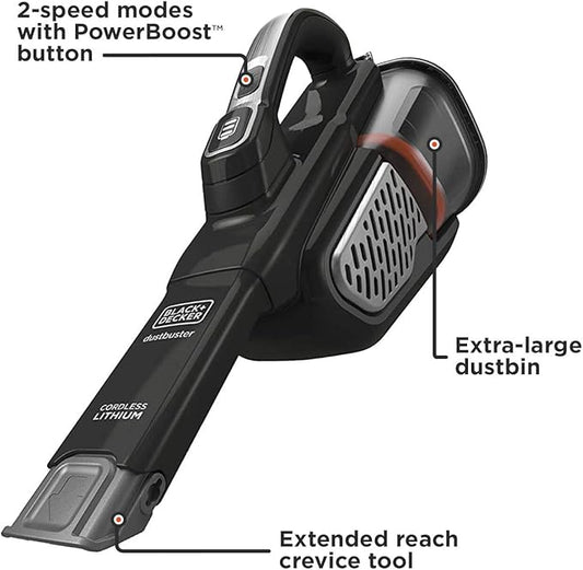BLACK+DECKER dustbuster Portable Vacuum Cordless Handheld, Small Hand Vacuum Cleaner for Dorm Home and Car, Powerful 20V AdvancedClean+ (HHVK515J00FF)