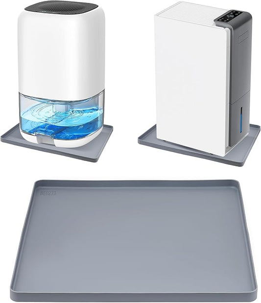 Dehumidifier Drip Pan, 18''x15'' Humidifier Drip Pan, Prevent Water Leakage and Protect Floor & Carpet, Non-Slip & Leak-Proof Silicone Mat with Raised Edge, for Under Dehumidifier and Humidifier Mat