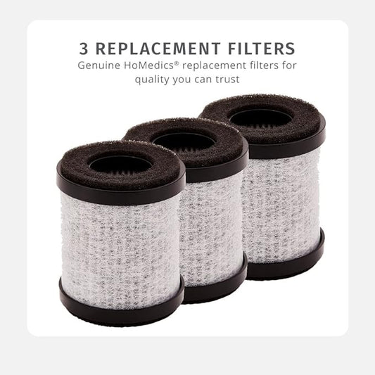 Homedics TotalClean 3-in-1 HEPA-Type Air Purifier Filter Replacement, Works with Homedics AP-P60-BK and AP-P60-WT Portable Air Purifiers, Captures Microscopic Airborne Particles, 3-Pack