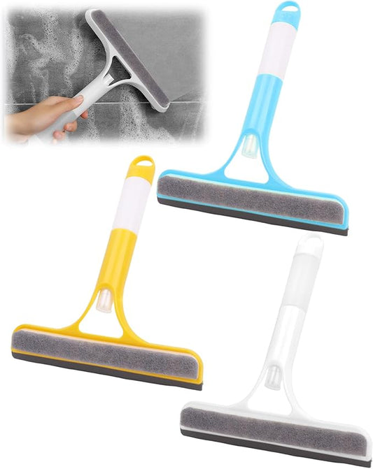 3Pcs 3 in 1 Window Cleaning Scraper, Mirror Squeegee with Sprayer Combo, Glass Cleaner for Windows Car, Home, Kitchen