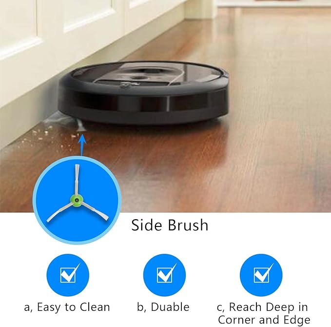 2 Set of Roller Brush & 10 Filters & 4 Mop Pads & 10 Side Brushes Replacement Parts Accessories Compatible with iRobot Roomba Combo J7 J7+ J9+ 10 Max Robot Vacuum Cleaner,