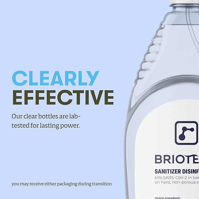 BRIOTECH Sanitizer Disinfectant Hypochlorous Spray, Kill 99.99% of Viruses & Bacteria, Control Mold, Eliminate Odor, Gentle for Nursery & Play Rooms, Food Contact Surface Sanitizer, 4 fl oz