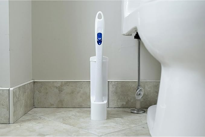 Scotch-Brite Disposable Toilet Scrubber Starter Kit, Disposable Refills with Built-In Bleach Alternative, Includes 1 Handle, Storage Caddy and 5 Refills