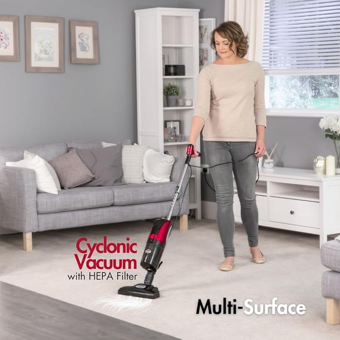 Ewbank EPV1100 4-in-1 Floor Cleaner, Scrubber, Polisher and Vacuum, Red Finish, 23-Foot Power Cord