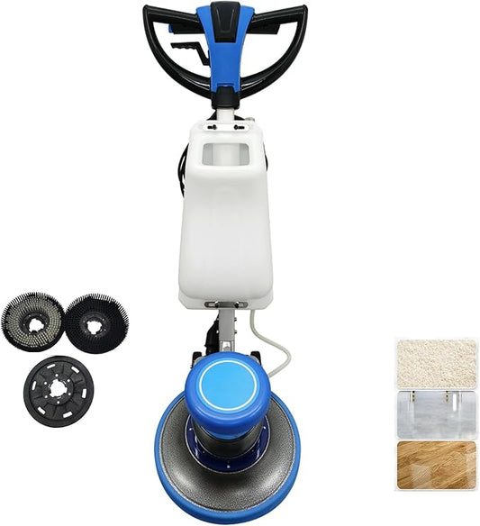 Floor Polisher Scrubbing Machine Commercial Floor Polisher 17'' Floor Scrubber Buffer Multifunctional Carpet Cleaner Heavy Duty Polisher Machine with Three Brushes 110V 1.5HP