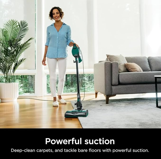 Shark Corded Stick Vacuum, Ultra-Lightweight, Swivel Steering, Powerful Deep-Cleaning, Floor-to-Ceiling Versatility, Converts to a Handheld Vacuum, Carpets & Hardfloor, Green, CS110EM