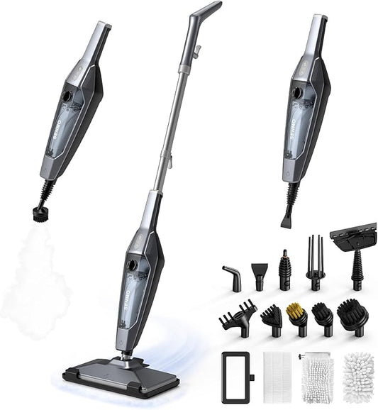 SENMO Steam Mop, 14-in-1 Detachable Steam Cleaner for Home and Floor, 1300W 228°F Deep Cleaning MultiPurpose Steamer with 14 Attachments for Floor, Tile, Grout, Furniture, Carpet, Wall (Black)