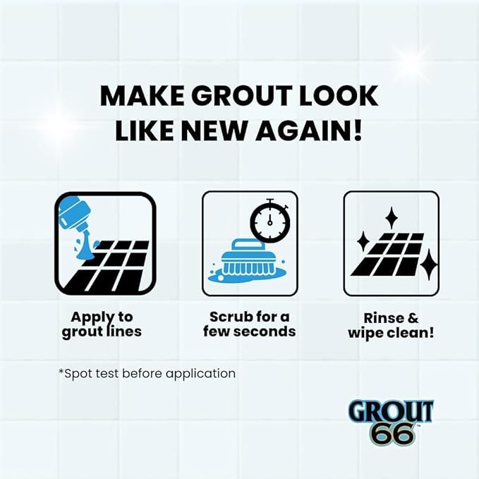 Grout66: Grout and Tile Cleaner with Low-Odor, Non-Fuming Formula Ideal for Heavy-Duty Cleaning, Quick Touch-Ups, and Tile Maintenance. This One Quart Kit ensures Effortless Cleaning.