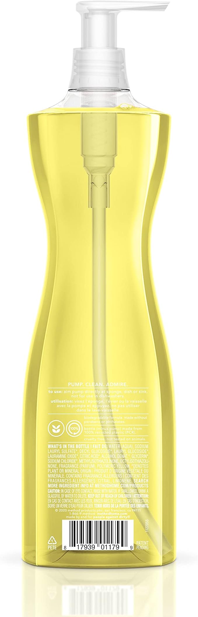 Method Gel Dish Soap Liquid, Lemon Mint, Tough on Grease, 18 Fl Oz (Pack of 6