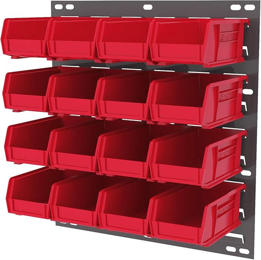 Akro-Mils 30618 Heavy Duty Wall Mount Garage Storage Steel Louvered Panel | Wall Storage Bin Hanging Organizer System for AkroBins, 18-Inch W x 19-Inch H, Grey, 4 Pack
