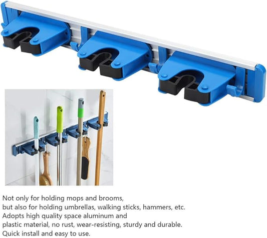 Mop Broom Holder,Wall Mounted Multifunction Mop Rack,Wear?Resisting Space Aluminum Mop Hanger with with 3 Sliding Positions Tool for Holding,Mops,Broom