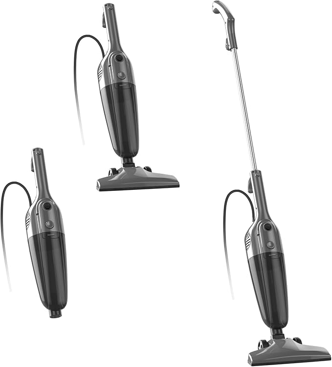 Stick Vacuum Cleaner, Corded 2-in-1 Lightweight Vacuum with Powerful Suction, Washable HEPA Filter, Handheld & Upright for Pet Hair, Carpet, Hardwood Floor & Home Cleaning – Black MC607C