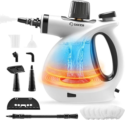 Saker Pressurized Handheld Steam Cleaner,Steam Disinfection Cleaner,Portable Steam Cleaner for Home,1050W Steam Cleaner,Quick Heating & Deep Cleaning of Floors, Cars, and Kitchen with 5 Fiber Cloths