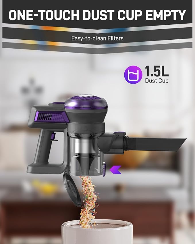 Cordless Vacuum Cleaner, Lightweight 2-in-1 Stick & Handheld Vacuum for Apartment, Pet Hair & Car Cleaning