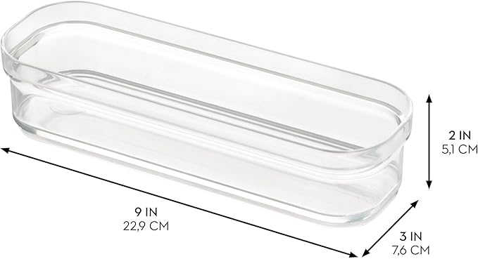 iDesign Plastic Drawer Organizer Bins - Storage for Kitchen, Bathroom, and Desk Drawers - Set of 6 - Clear