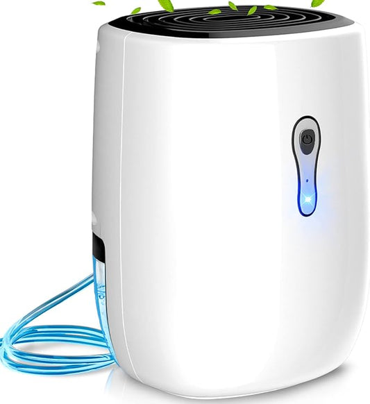 Dehumidifiers for Home 27oz(800ml) Small Auto Shut off Dehumidifiers with Drain Hose,Portable Ultra Quiet Mini Dehumidifier Effective for Bathroom, Basement, Garage, RV, Gun Safe, Closet