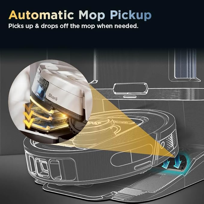 Shark Robot Vacuum & Mop Combo, PowerDetect ThermaCharged NeverTouch Pro, Self-Emptying, Self-Refill with Heated Mop Cleaning, 60-Day Capacity, 30-Day Tank, 6 PowerDetect Technologies, White, AV2900XE