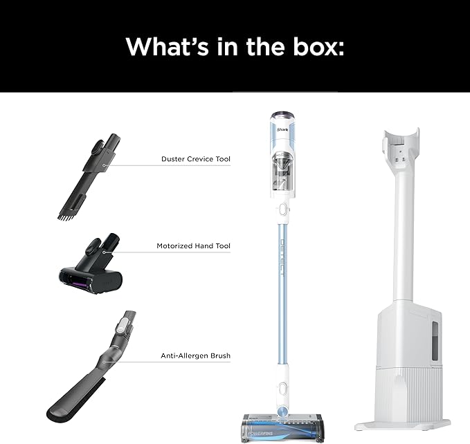 Shark Detect Clean & Empty | Lightweight Cordless Vacuum Cleaner with Auto-Empty System | HEPA Filter, Portable Handheld Attachment, Powerfins Brushroll | Cloudy Blue | IW4624