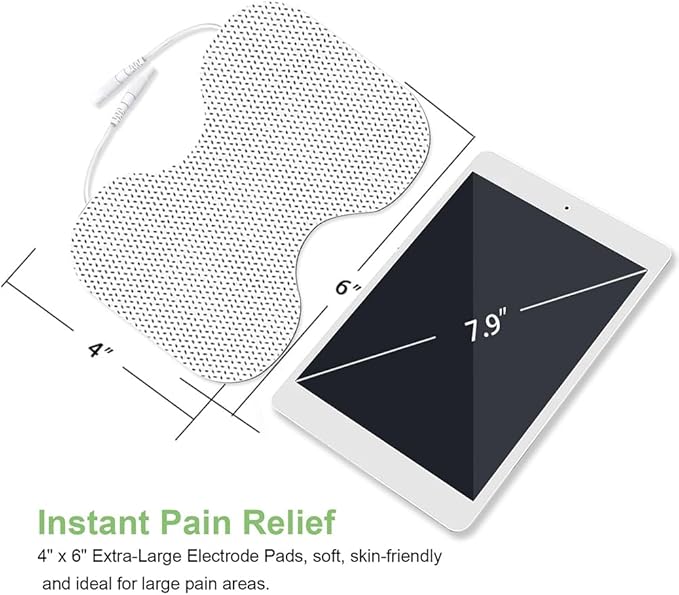 Tens Unit Electrode Pads for Shoulder Waist & Knee 4 * 6" Large Butterfly TENS Unit Pads Reusable Electrode Pads Compatible with TENS 7000, AUVON TENS, 2mm Pin Connector- 4 Pcs