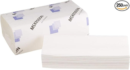 McKesson Multi-Fold Paper Towels for Bathroom or Kitchen, 1-Ply, White, 9.06 in x 9.45 in, 250 Towels, 1 Pack