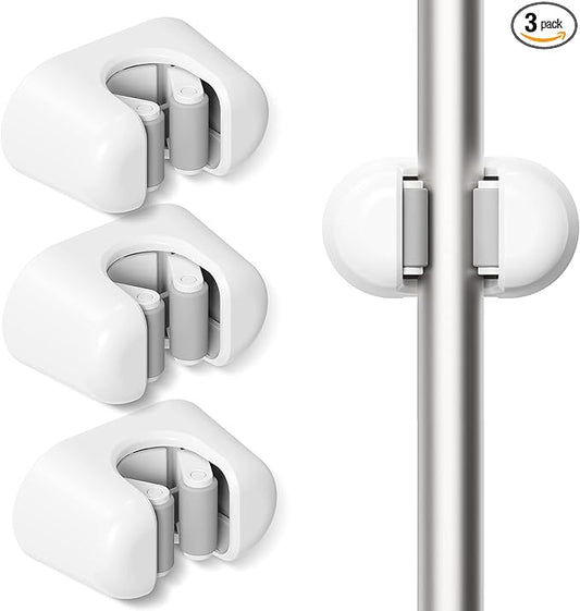 BEZOX Broom Holder, 3 PCS Wall Mount Mop Organizer Gripper, Self-adhesive Cleaning Suppliers Hanger Stands Rack for Bathroom, Kitchen, Garden, Garage Organization Storage